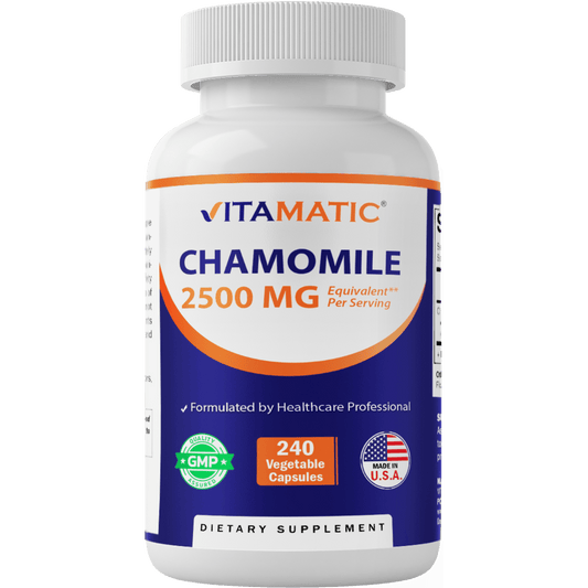 Vitamatic Chamomile 250 mg 10:1 Extract - 240 Veg Capsules - Non-GMO & Gluten Free