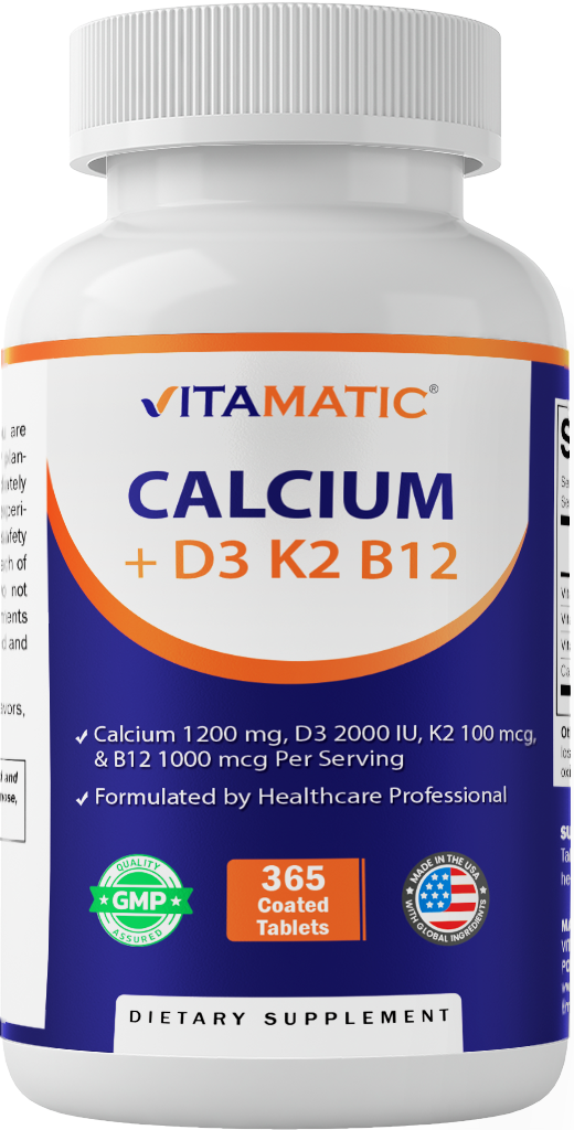 Calcium with D3, K2 & B12, 365 Coated Tablets