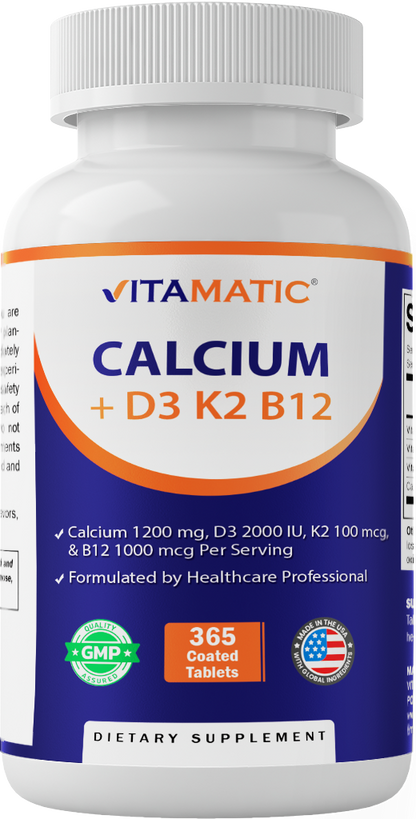 Calcium with D3, K2 & B12, 365 Coated Tablets