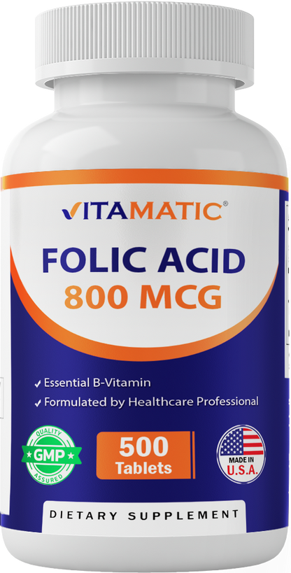 Folic Acid 800mcg - 500 Vegetarian Tablets