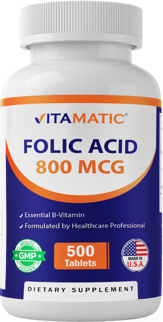 Folic Acid 800mcg - 500 Vegetarian Tablets