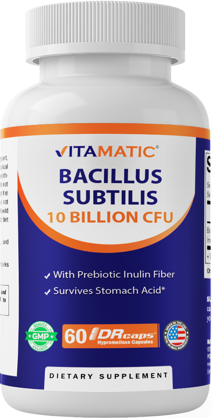 Bacillus Subtilis 10 Billion CFU, 60 DR Capsules