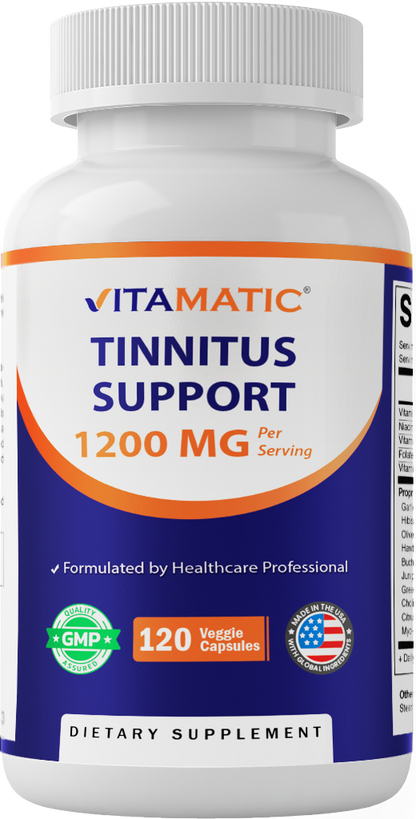 Tinnitus Relief Support 1200mg per Serving, 120 Veg Capsules