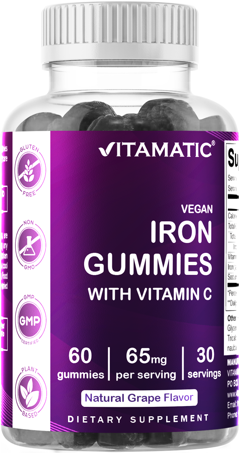 Extra Strength Iron 65mg with Vitamin C 60 Gummies