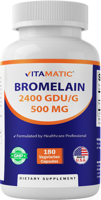 Bromelain 500mg (2400 GDU/gram) -  180 Capsules