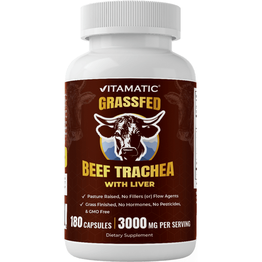 Vitamatic Grass-Fed Beef Trachea with Liver 180 Capsules