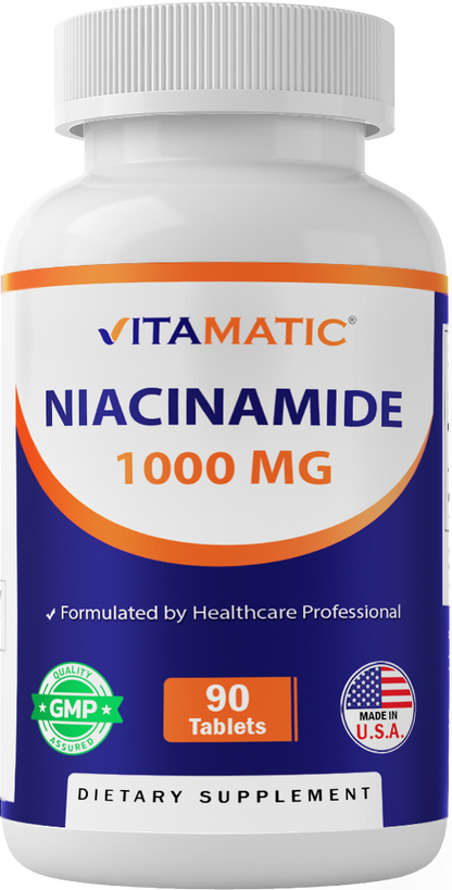 Vitamatic Niacinamide 1000 mg 90 Tablets - Flush Free Vitamin B3