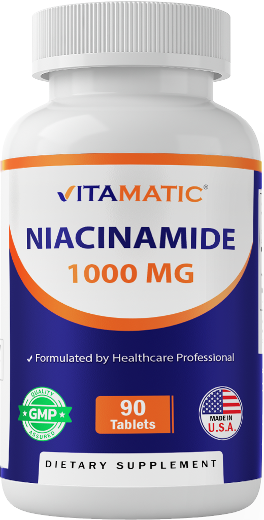 Vitamatic Niacinamide 1000 mg 90 Tablets - Flush Free Vitamin B3