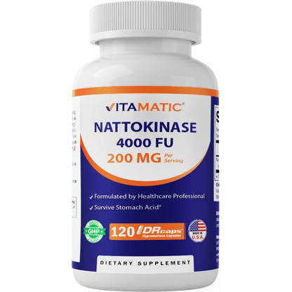 Nattokinase 4,000 FU Servings - 120 DR Capsules