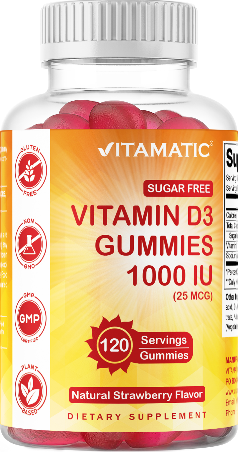 Sugar Free Vitamin D3 1000 IU 120 Gummies