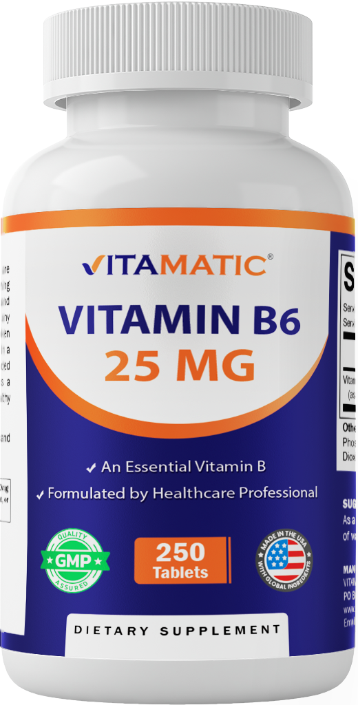 Vitamin B6 25mg High Potency, 250 Tablets