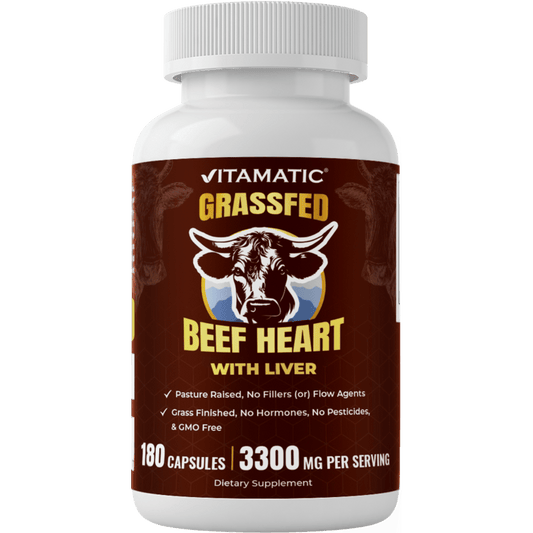 Vitamatic Grass Fed Beef Heart with Liver - 180 Capsules