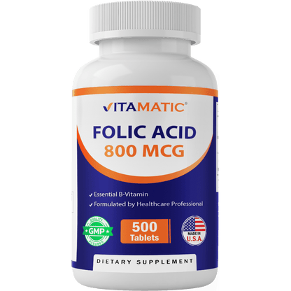Folic Acid 800mcg - 500 Vegetarian Tablets
