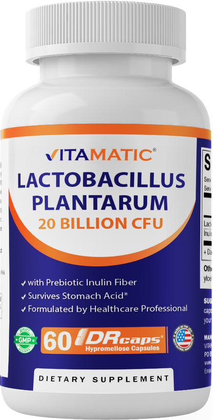 Lactobacillus Plantarum 20 Billion CFU, 60 DR Capsules