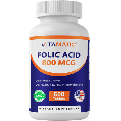 Folic Acid 800mcg - 500 Vegetarian Tablets
