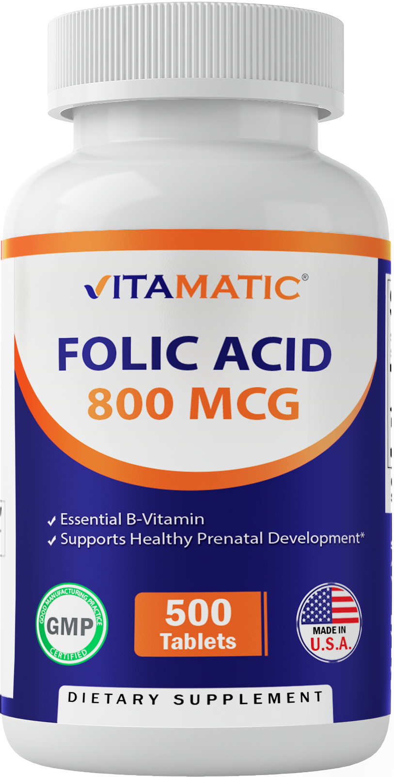 Folic Acid 800 mcg 500 Vegetarian Tablets