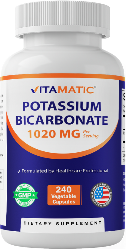 Potassium 1020mg Per Serving Supplement, 240 Veg Capsules