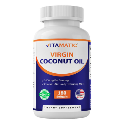 Virgin Coconut Oil 3000 mg Per Serving | 180 Softgels