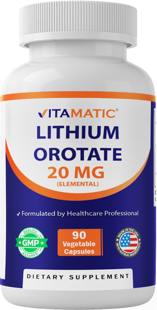 Vitamatic Lithium Orotate 20mg Supplement, 90 Capsules