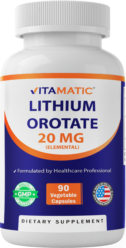 Vitamatic Lithium Orotate 20mg Supplement, 90 Capsules