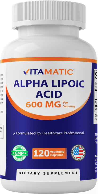 Alpha Lipoic Acid (ALA) 600mg Per Serving - 120 Vegetable Capsules