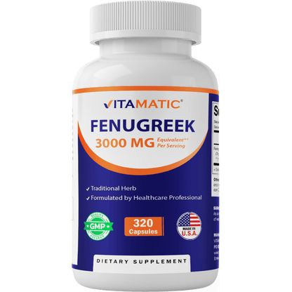 Fenugreek Capsules 3000mg - 320 Vegetarian Capsules