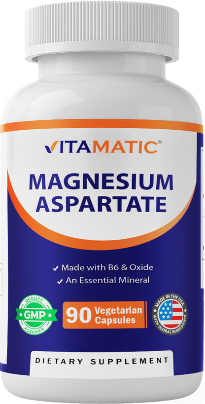 Magnesium Aspartate with B6, 90 Veg Capsules