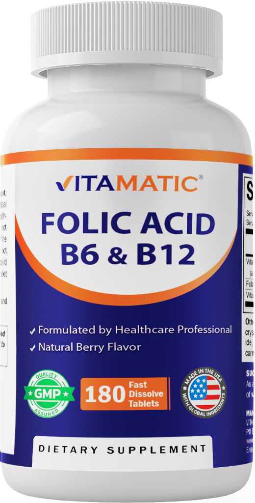 Vitamatic Folic Acid with B6 & B12, 180 Tablets