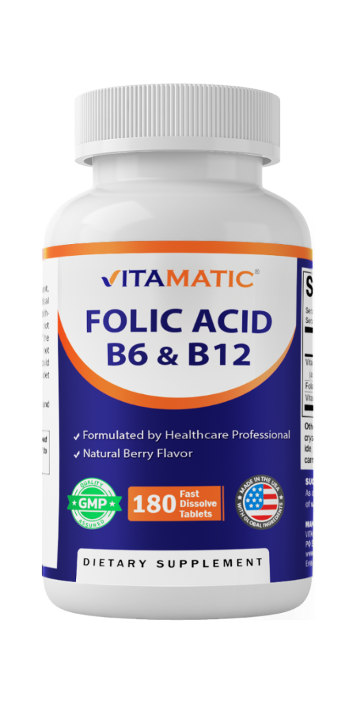 Vitamatic Folic Acid with B6 & B12, 180 Tablets