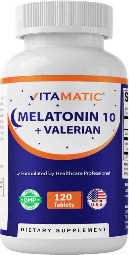 Melatonin 10mg with Valerian Root 4:1 Extract 250 mg 120 Tablets