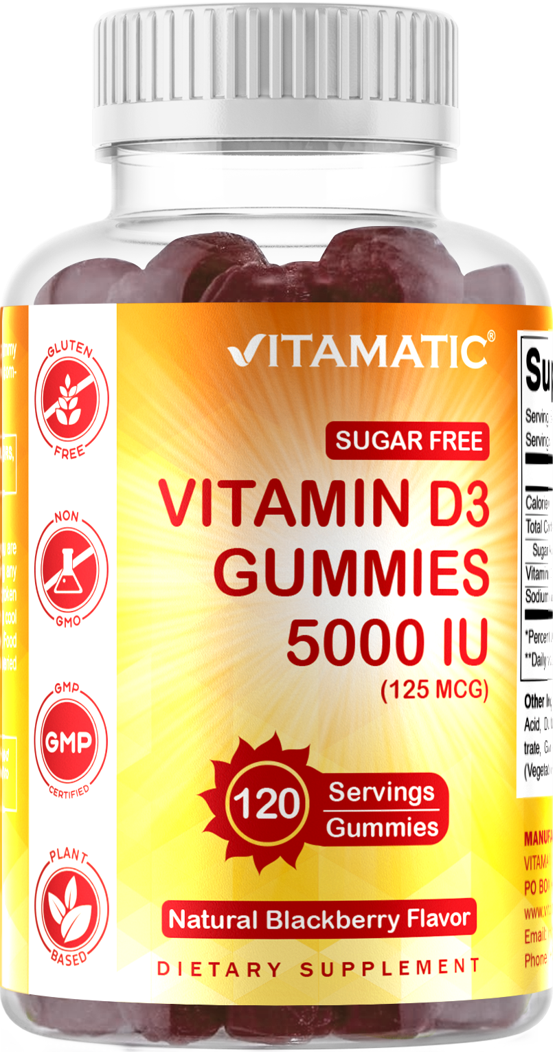 Sugar Free Vitamin D3 5000 IU 120 Gummies