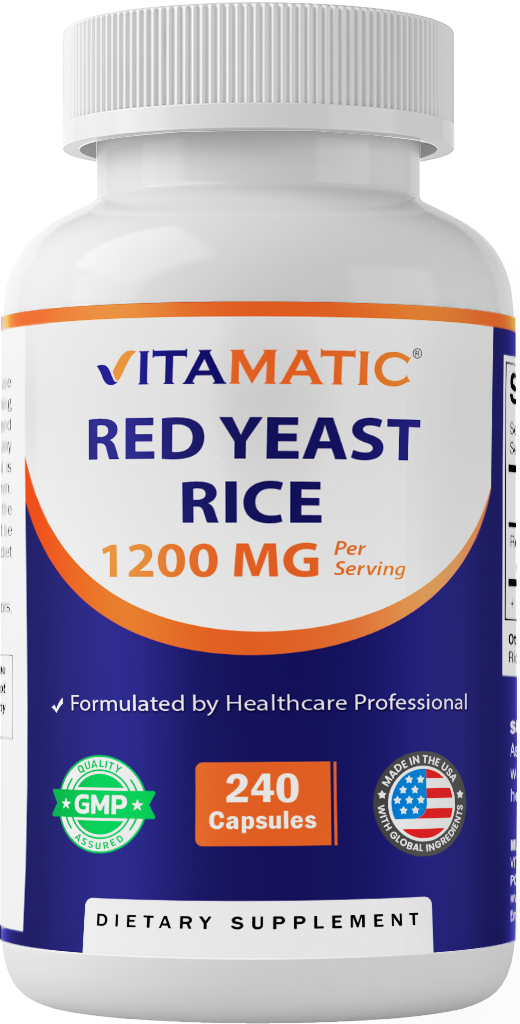 Red Yeast Rice 1200mg Supplement, 240 Capsules