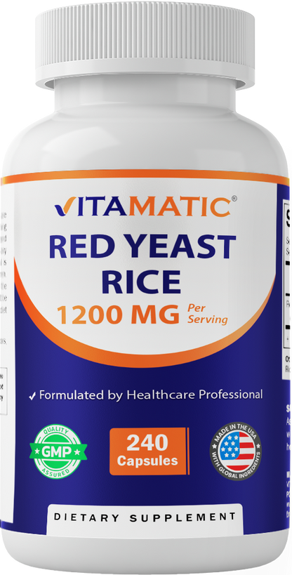 Red Yeast Rice 1200mg Supplement, 240 Capsules