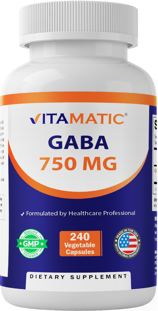 GABA 750mg Gamma Aminobutyric Acid, 240 Capsules