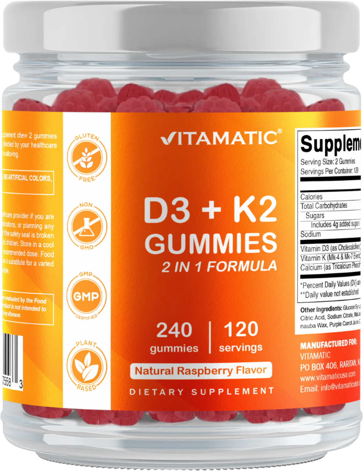 Vitamin D3 K2 with Calcium Gummies - 240 Count