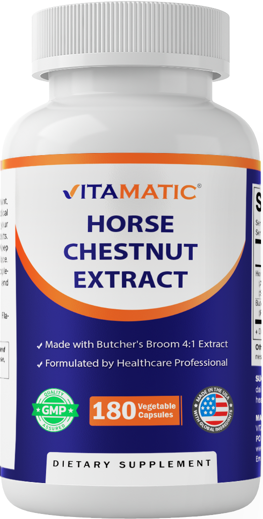 Vitamatic Horse Chestnut + Butcher’s Broom Extract, 180 Capsules