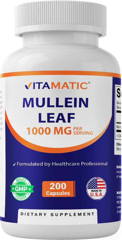 Mullein Leaf Extract 1000 mg - 200 Capsules