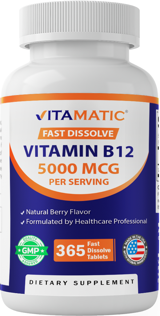 Vitamin B12 5000 mcg Fast Dissolve, 365 Tablets