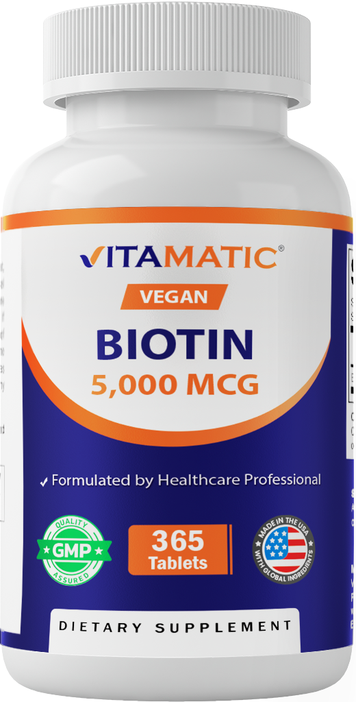 Biotin 5000 mcg Vegan Supplement, 365 Tablets