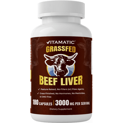 Vitamatic Grass Fed Beef Liver - 180 Capsules