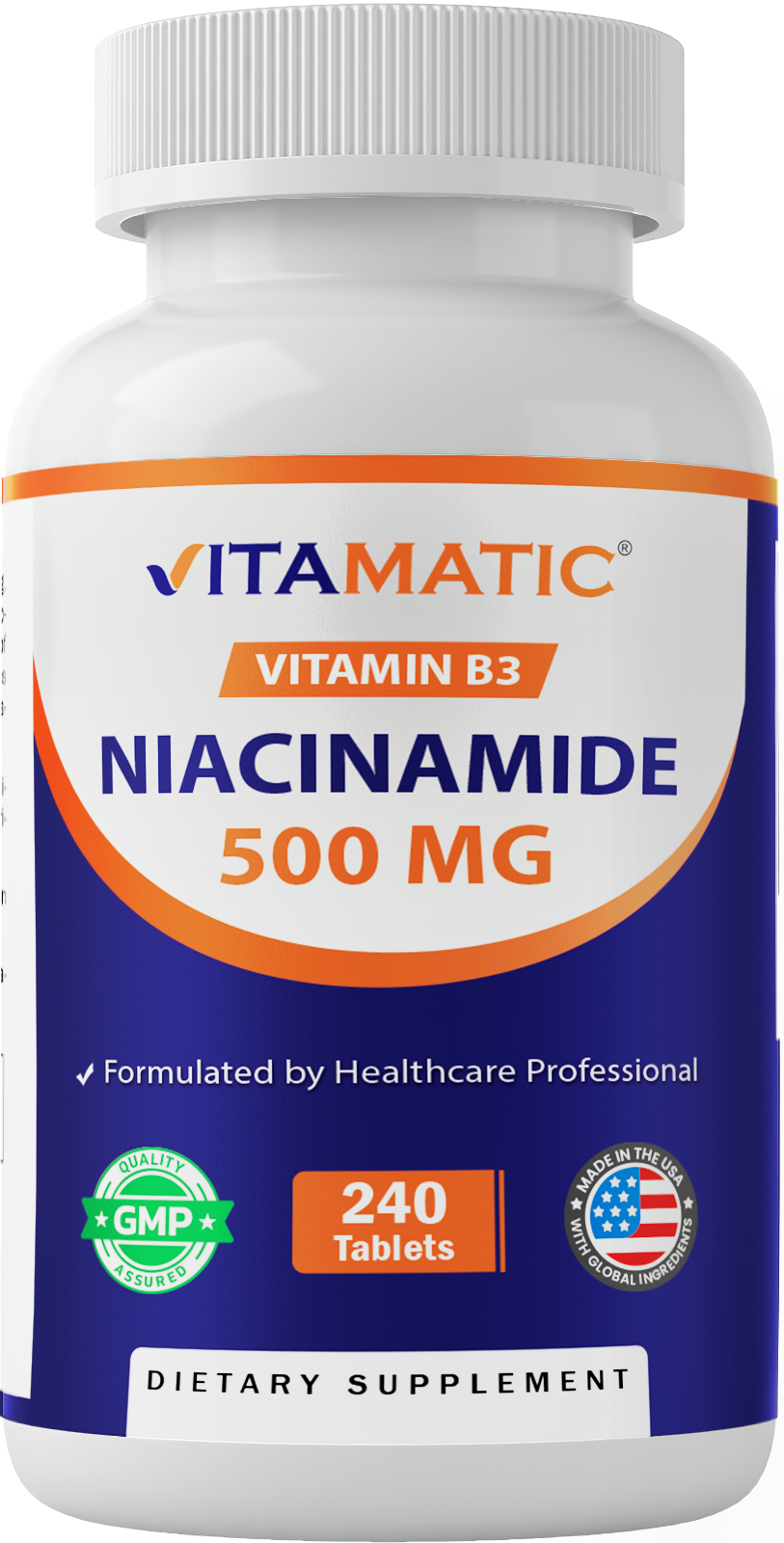 Vitamatic Niacinamide 500mg Vitamin B3, 240 Tablets