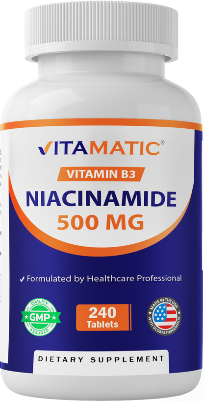 Vitamatic Niacinamide 500mg Vitamin B3, 240 Tablets