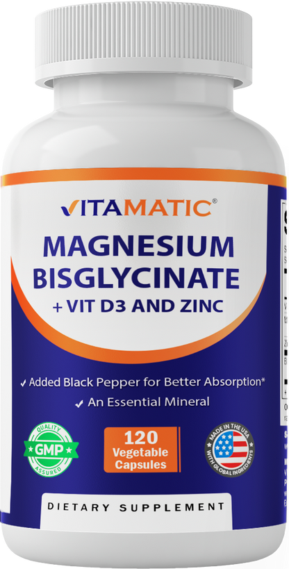 Magnesium Bisglycinate + Oxide with Vitamin D3 & Zinc