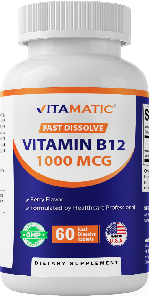 Vitamin B12 1000 mcg Fast Dissolve – 60 Tablets – Natural Berry Flavor