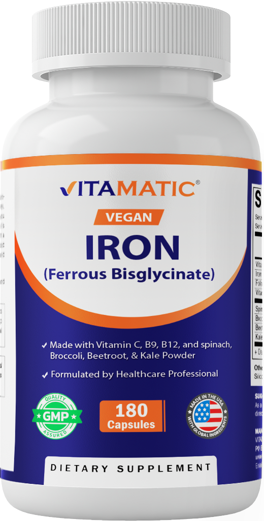 Vegan Iron + Vitamin C, B6, B12 & Folate Capsules