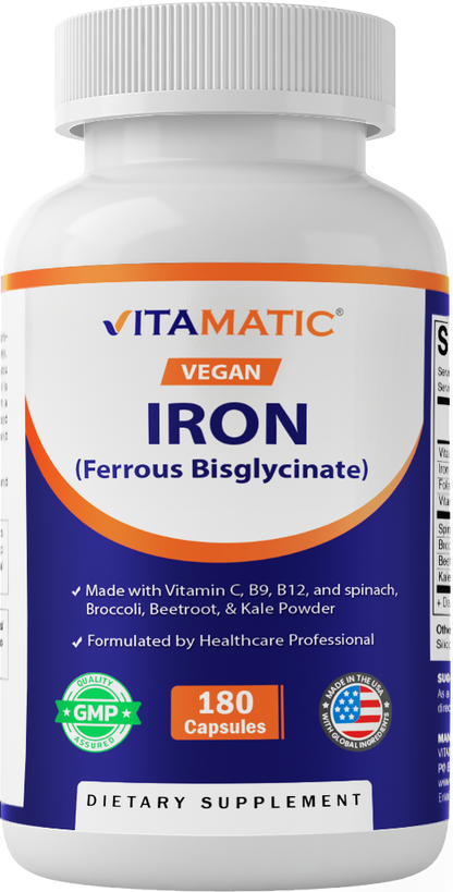 Vegan Iron + Vitamin C, B6, B12 & Folate Capsules