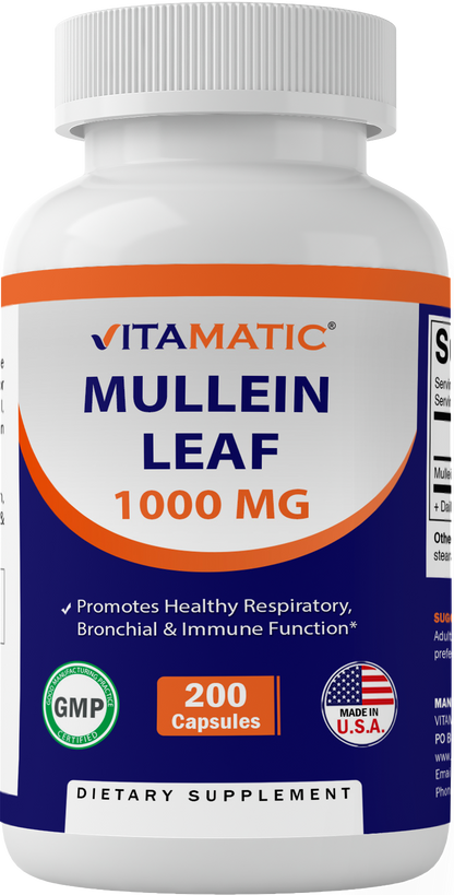 Mullein Leaf Extract 1000 mg 200 Capsules