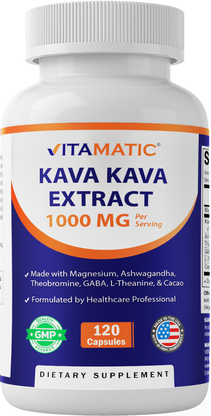 Kava Kava Extract 1000mg per Serving, 120 Veg Capsules