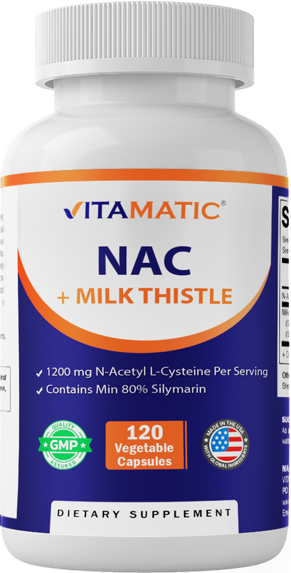 NAC + Milk Thistle Supplement, 120 Capsules
