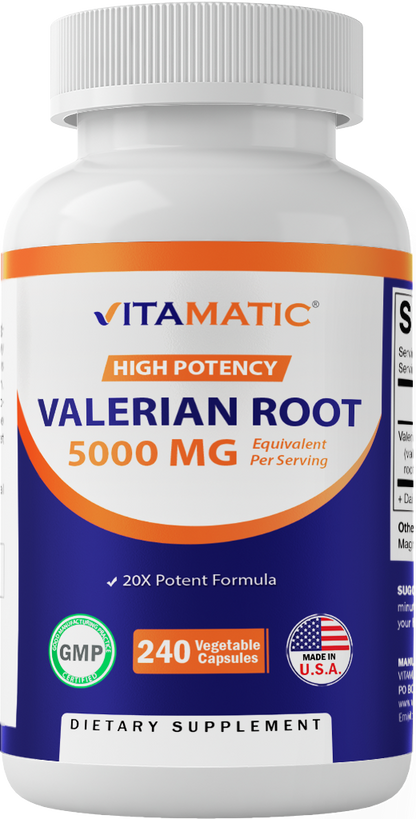 Valerian Root 5000 mg Equivalent per Capsule  240 Capsules